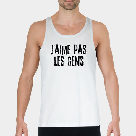 Débardeur Homme J'aime pas les gens Blanc