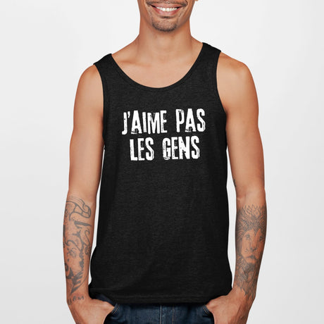 Débardeur Homme J'aime pas les gens Noir