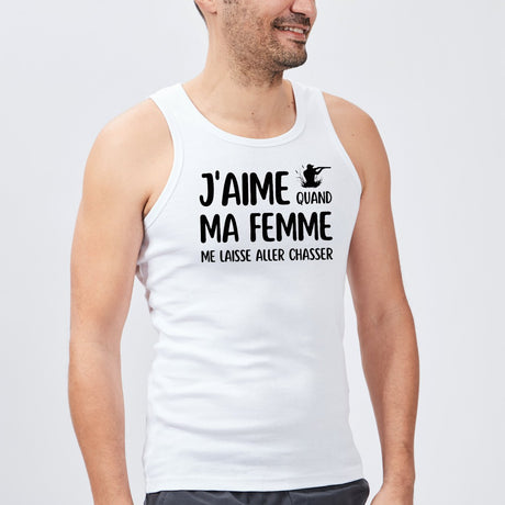 Débardeur Homme J'aime quand ma femme me laisse aller chasser Blanc