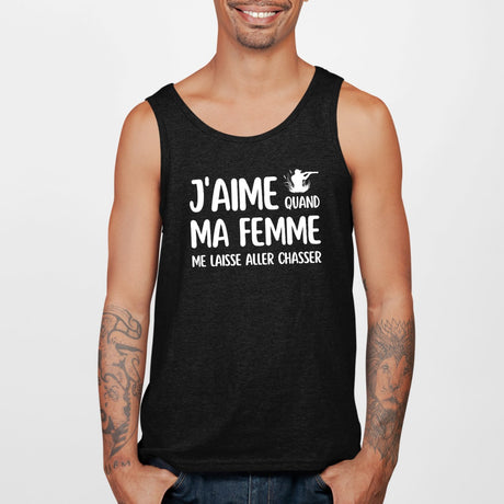 Débardeur Homme J'aime quand ma femme me laisse aller chasser Noir