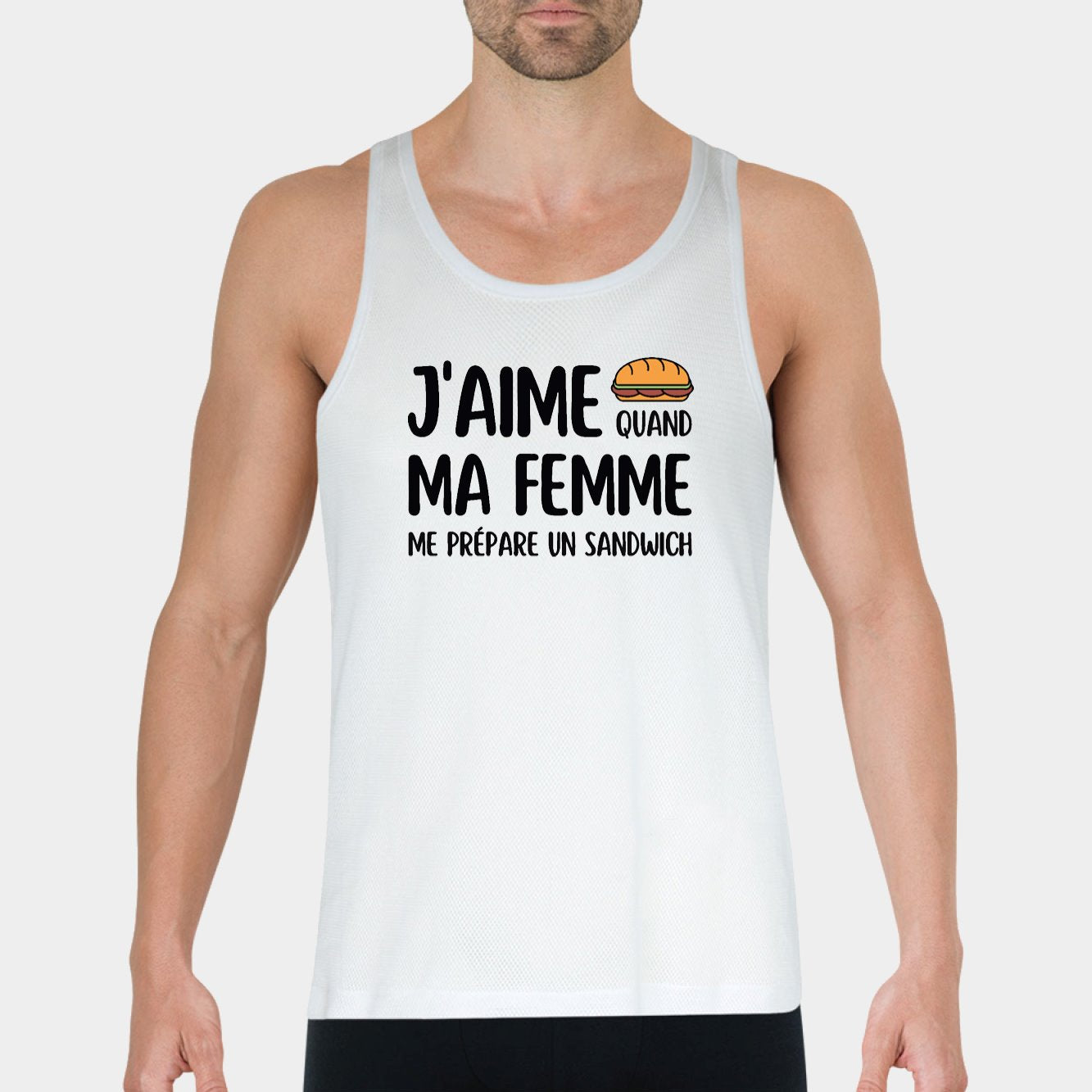 Débardeur Homme J'aime quand ma femme me prépare un sandwich Blanc