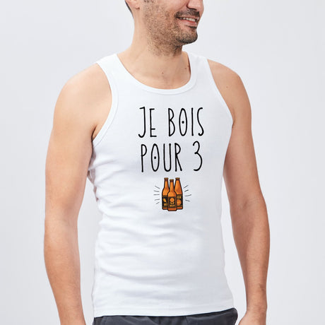 Débardeur Homme Je bois pour 3 Blanc