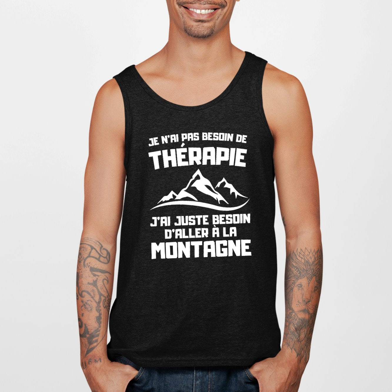 Débardeur Homme Je n'ai pas besoin de thérapie juste de montagne Noir