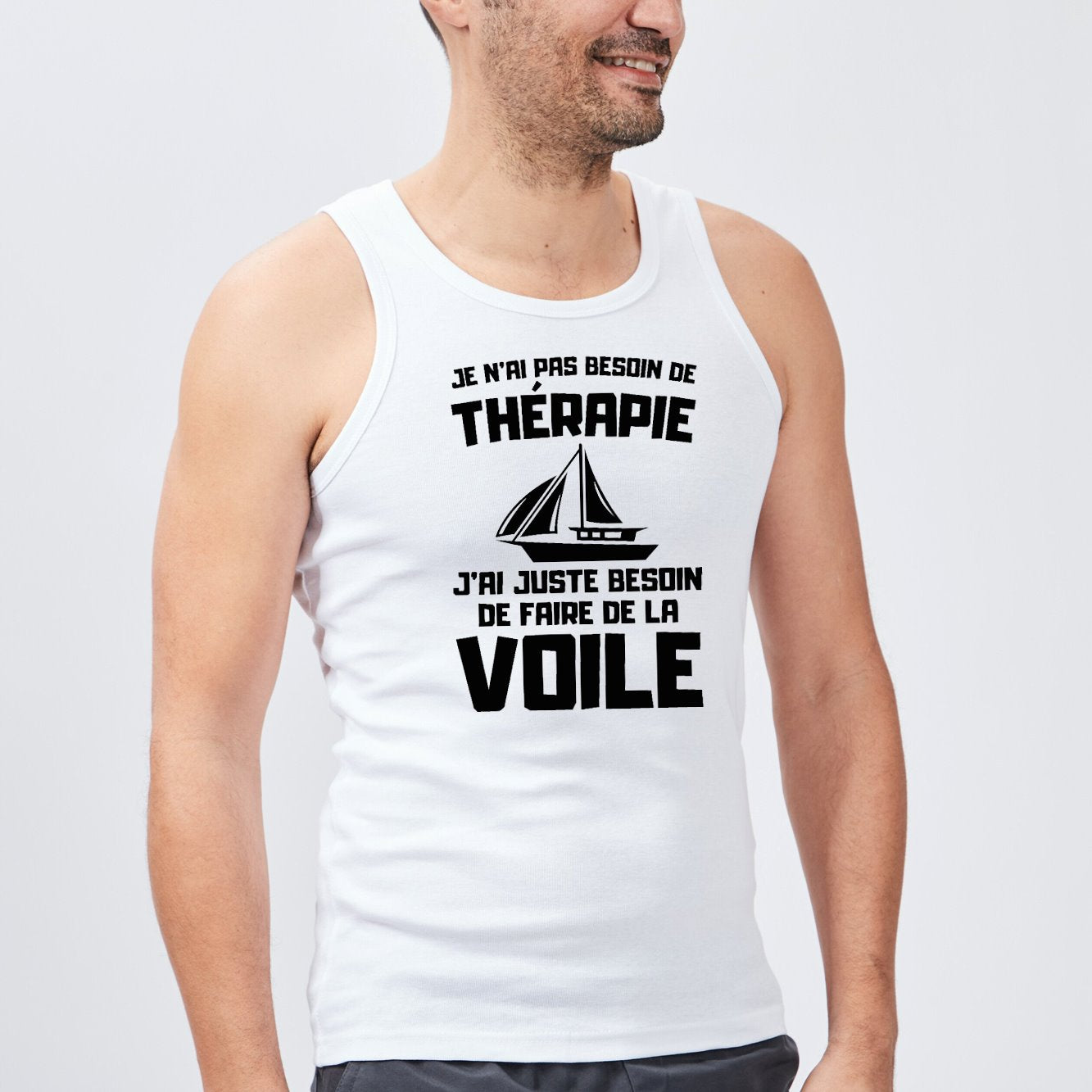 Débardeur Homme Je n'ai pas besoin de thérapie juste de voile Blanc