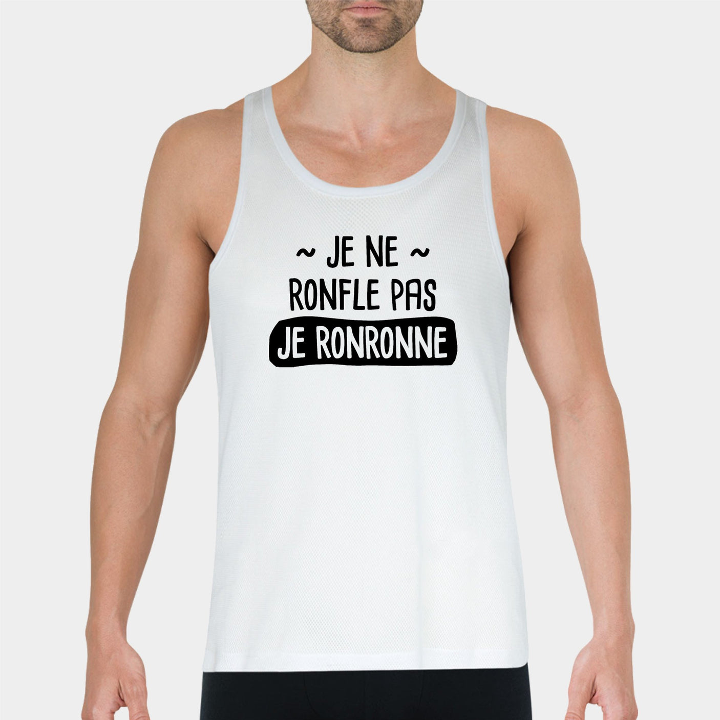 Débardeur Homme Je ne ronfle pas je ronronne Blanc