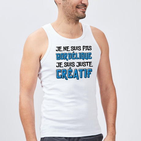 Débardeur Homme Je ne suis pas bordélique je suis créatif Blanc