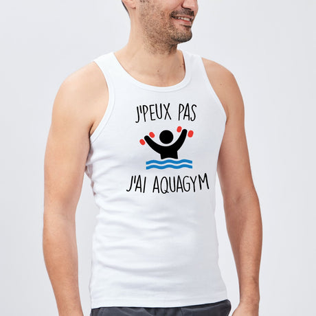 Débardeur Homme J'peux pas j'ai aquagym Blanc