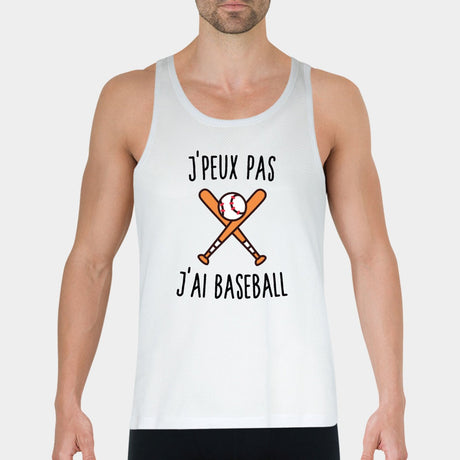 Débardeur Homme J'peux pas j'ai baseball Blanc