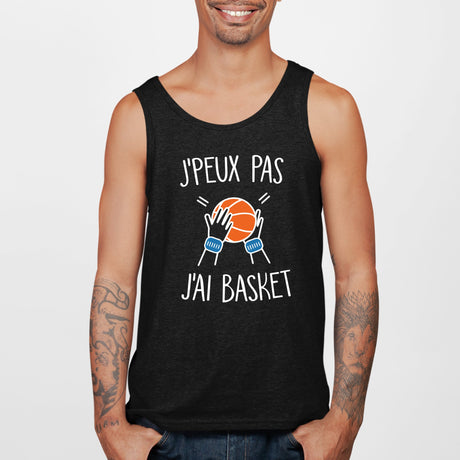 Débardeur Homme J'peux pas j'ai basket Noir