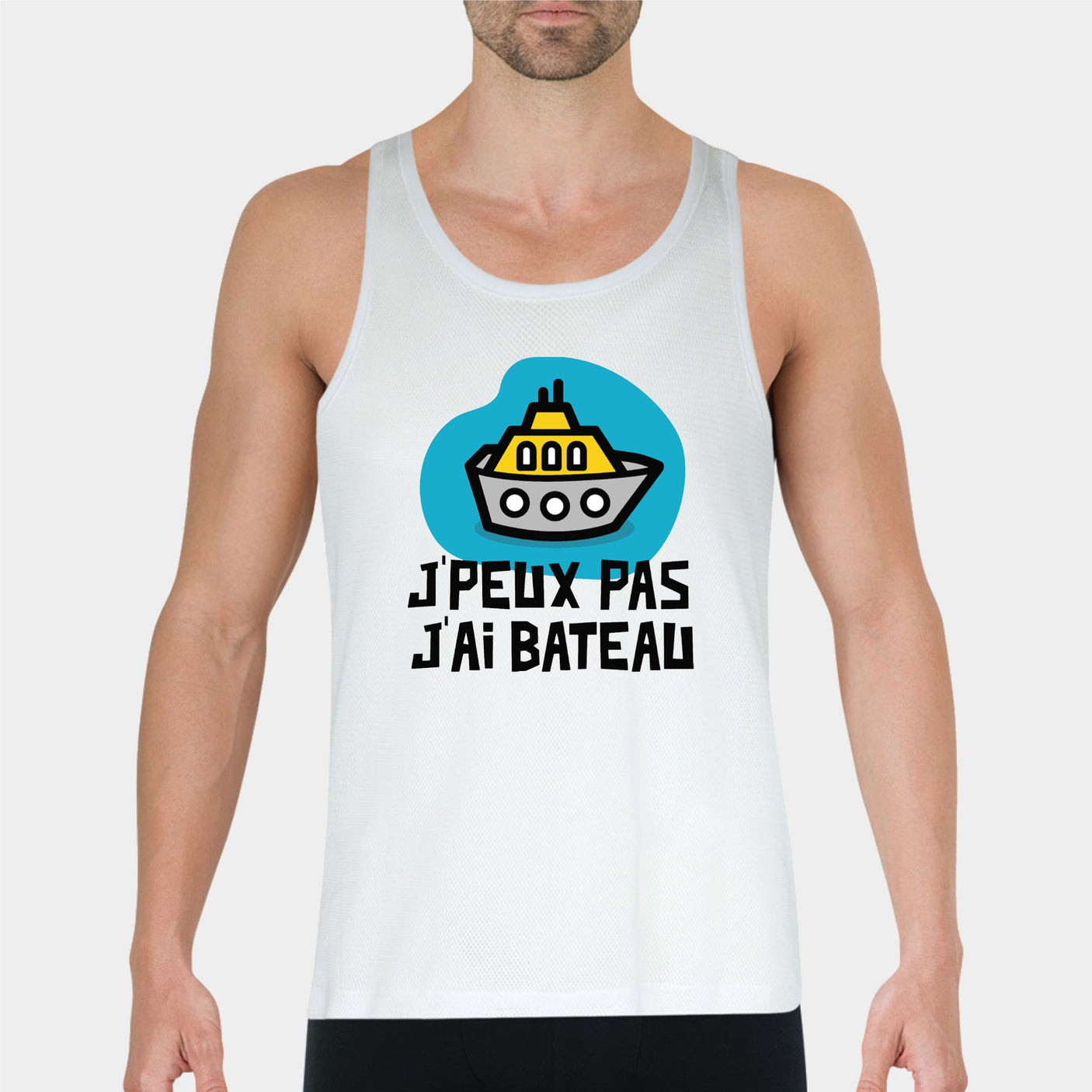 Débardeur Homme J'peux pas j'ai bateau Blanc