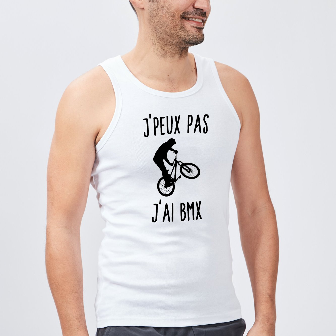 Débardeur Homme J'peux pas j'ai BMX Blanc