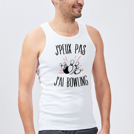 Débardeur Homme J'peux pas j'ai bowling Blanc