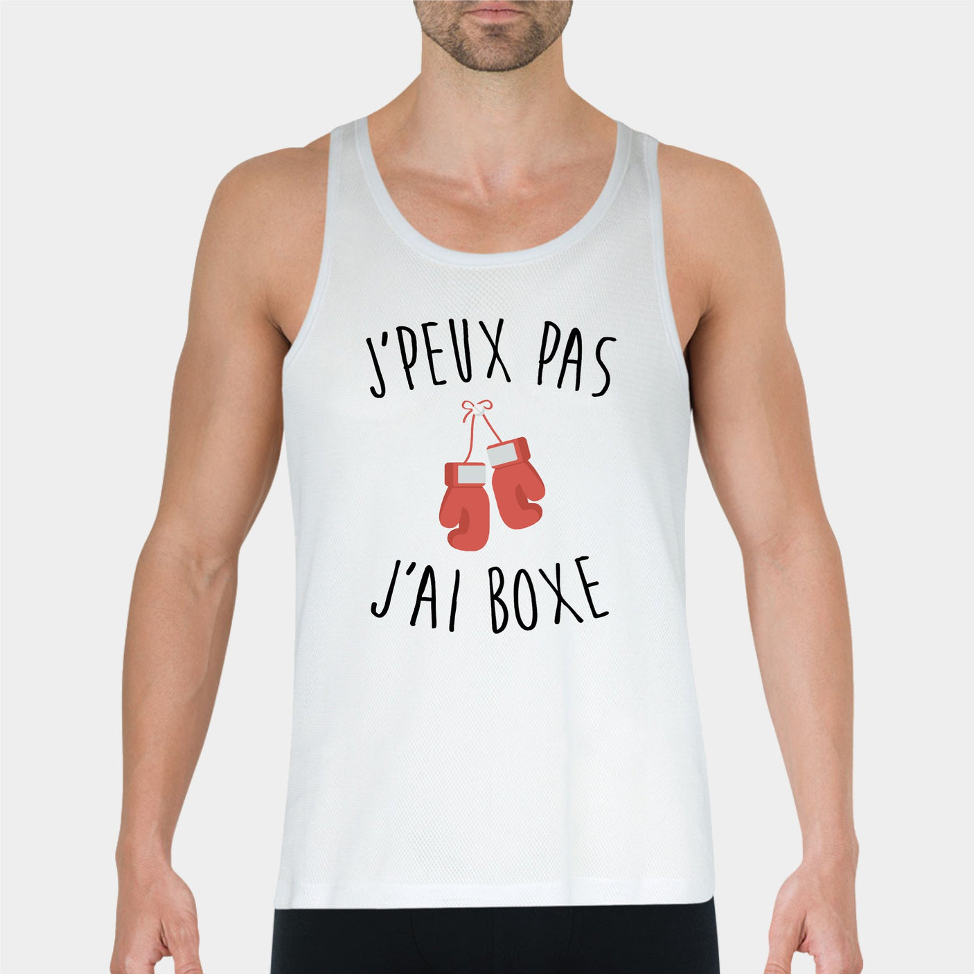 Débardeur Homme J'peux pas j'ai boxe Blanc