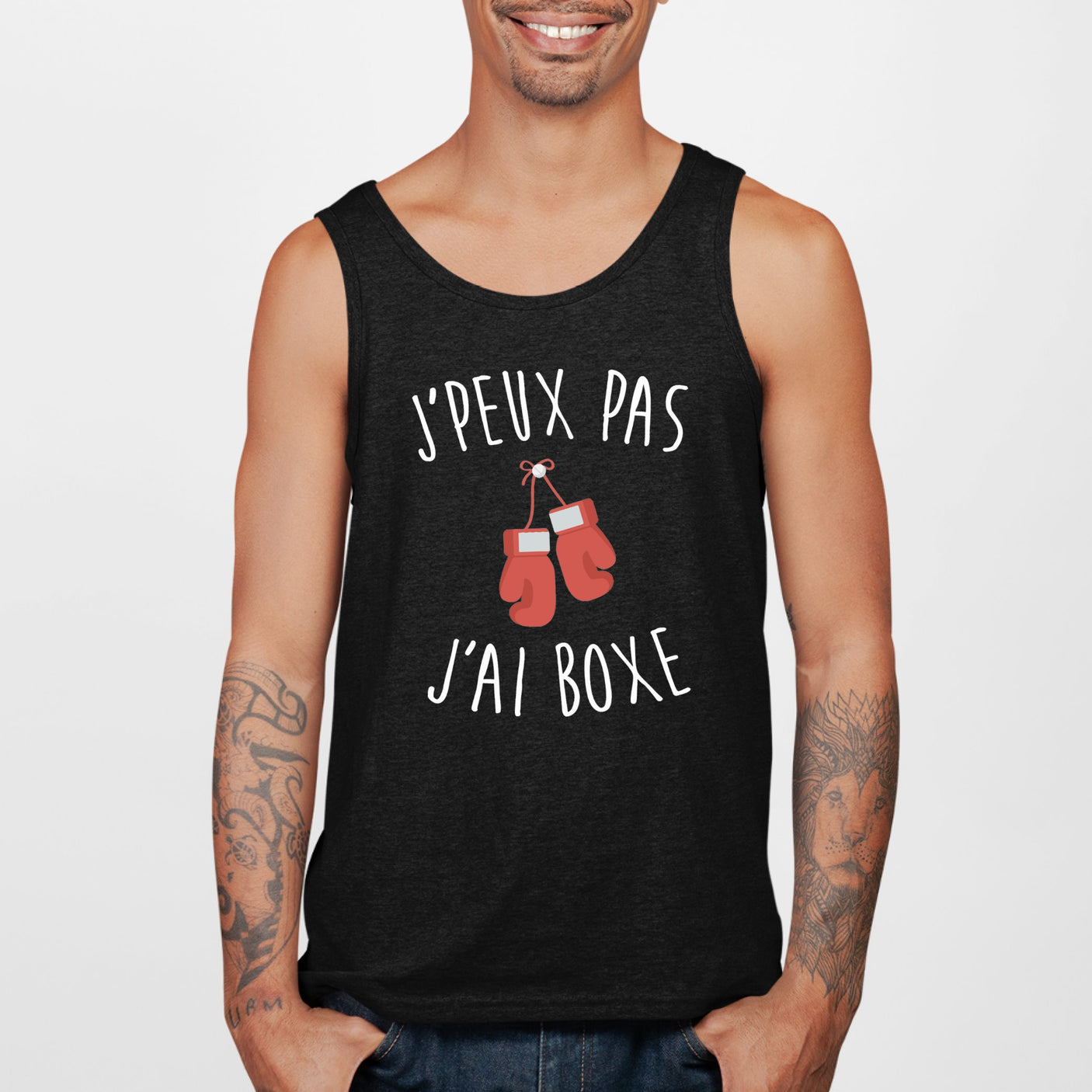 Débardeur Homme J'peux pas j'ai boxe Noir