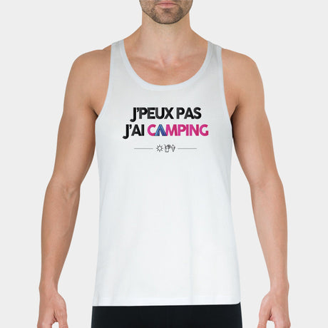 Débardeur Homme J'peux pas j'ai camping Blanc