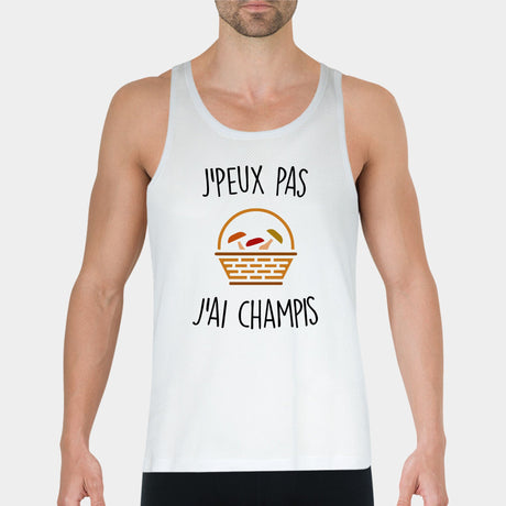 Débardeur Homme J'peux pas j'ai champignons Blanc