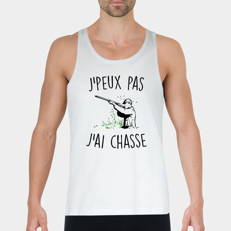 Débardeur Homme J'peux pas j'ai chasse Blanc