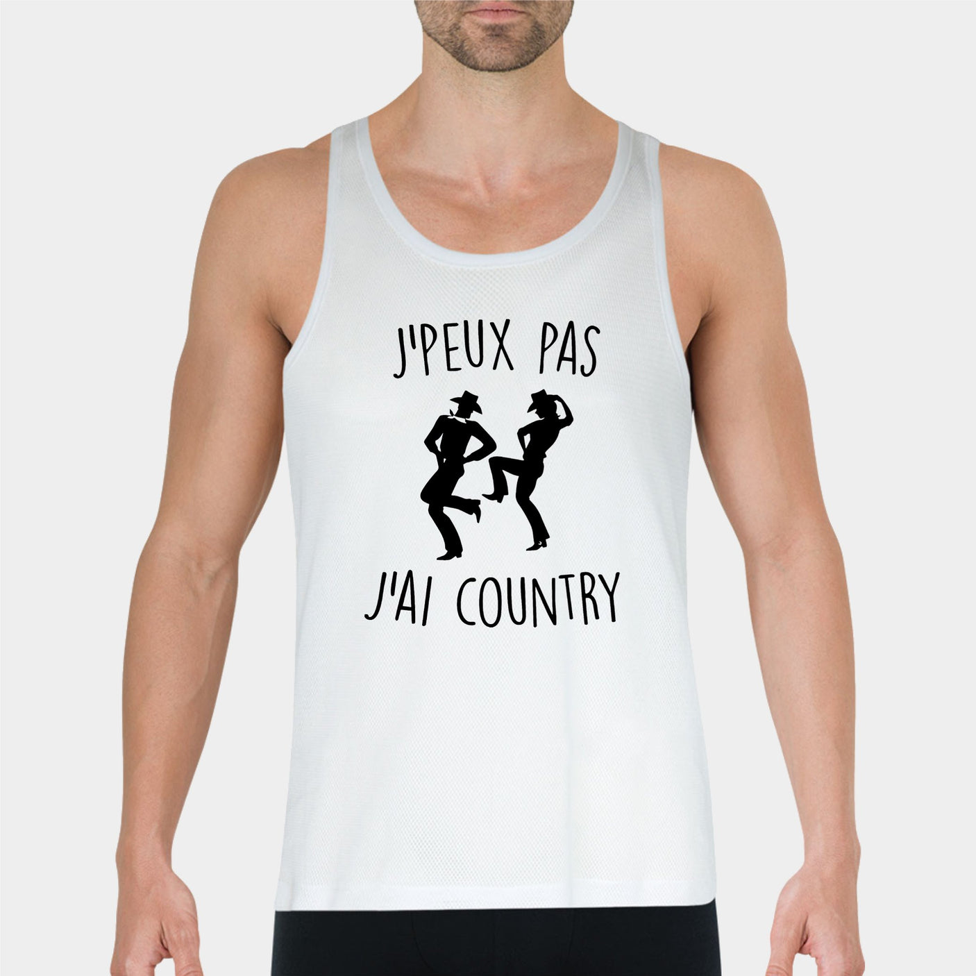 Débardeur Homme J'peux pas j'ai country Blanc