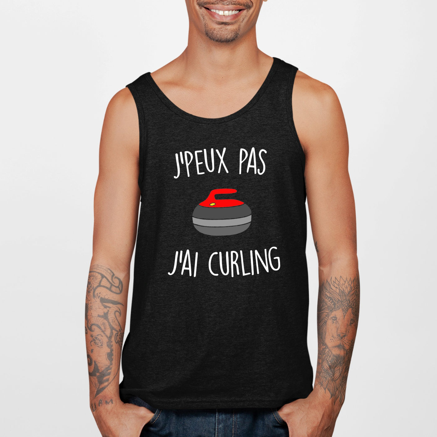 Débardeur Homme J'peux pas j'ai curling Noir