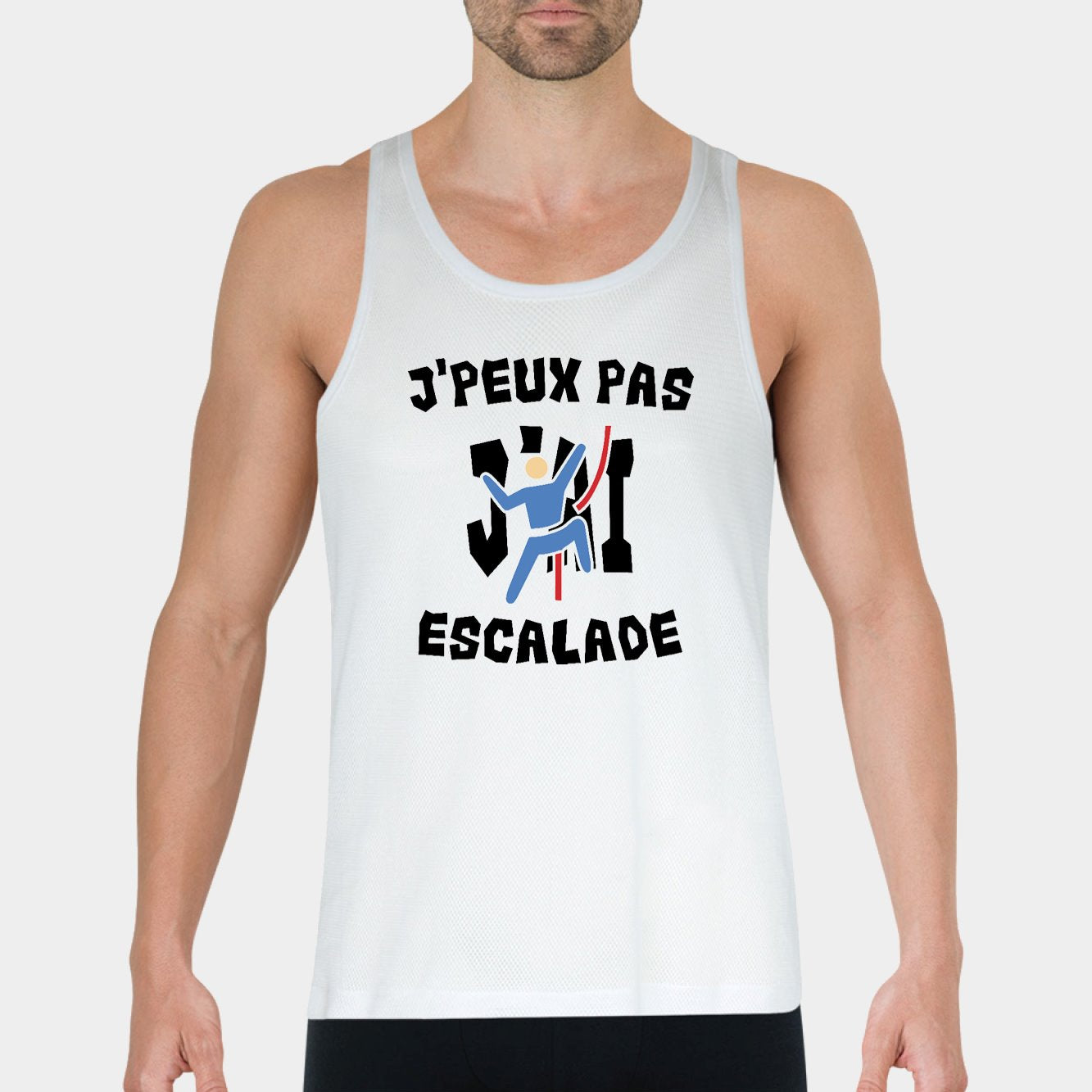 Débardeur Homme J'peux pas j'ai escalade Blanc