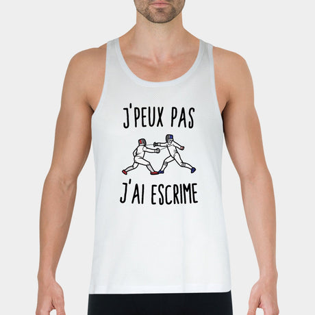 Débardeur Homme J'peux pas j'ai escrime Blanc