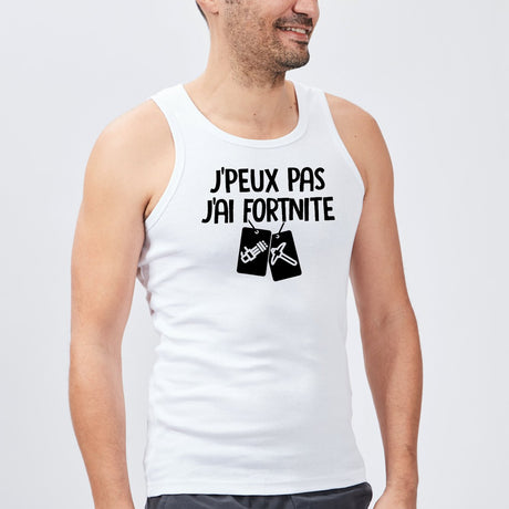 Débardeur Homme J'peux pas j'ai Fortnite Blanc