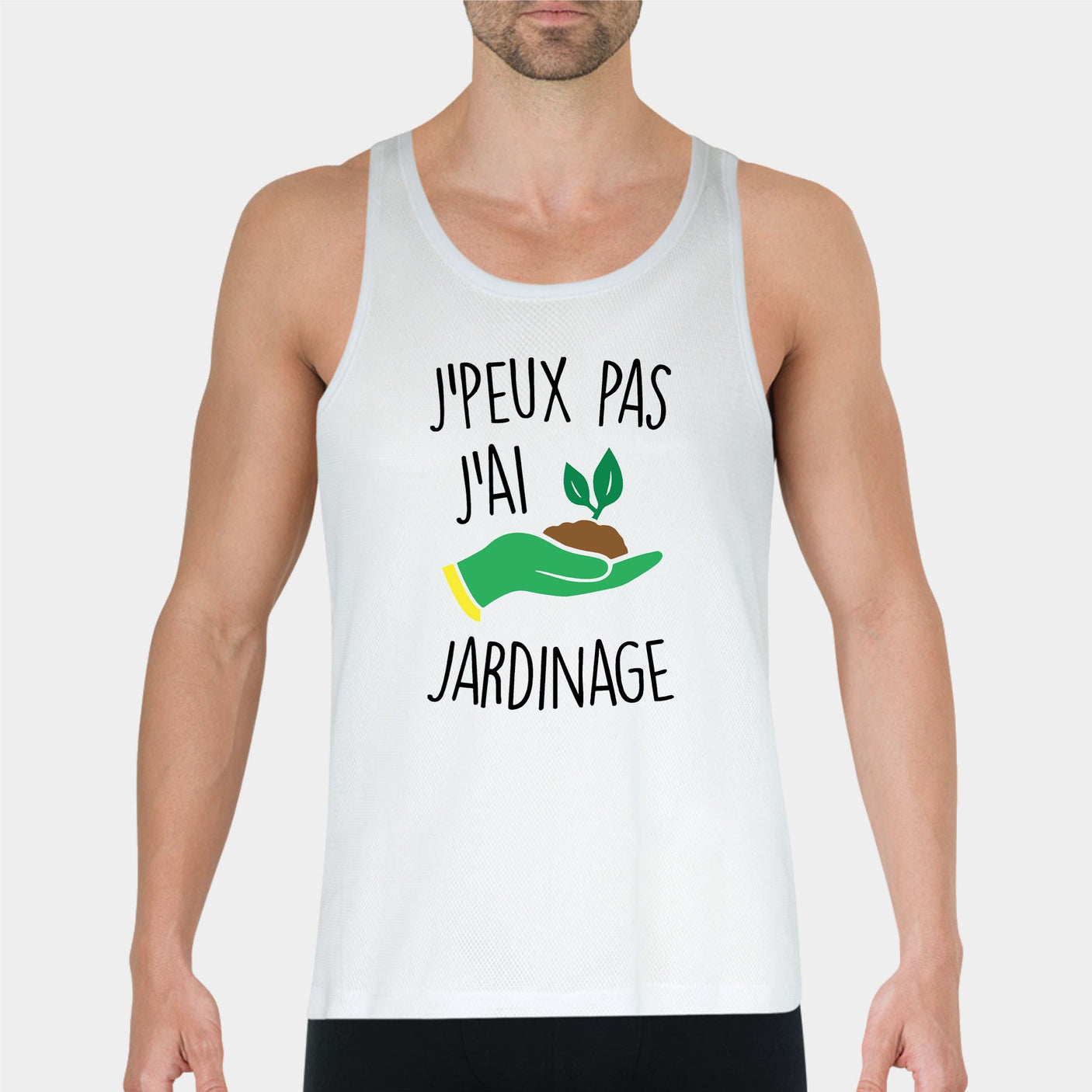 Débardeur Homme J'peux pas j'ai jardinage Blanc