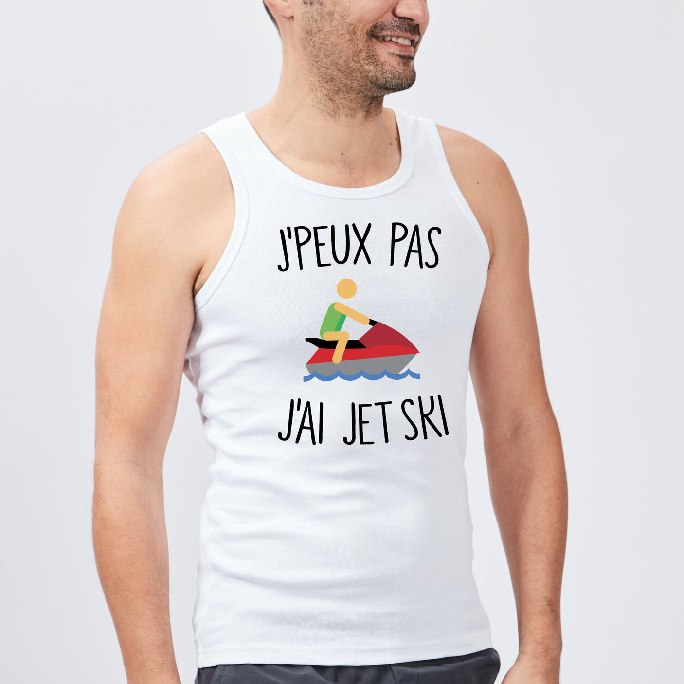 Débardeur Homme J'peux pas j'ai jet ski Blanc