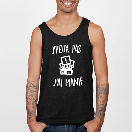 Débardeur Homme J'peux pas j'ai manif Noir