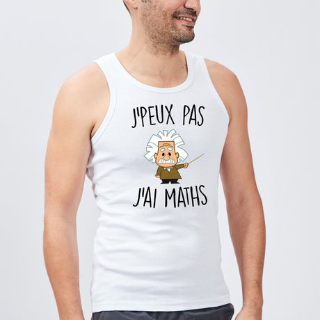 Débardeur Homme J'peux pas j'ai maths Blanc