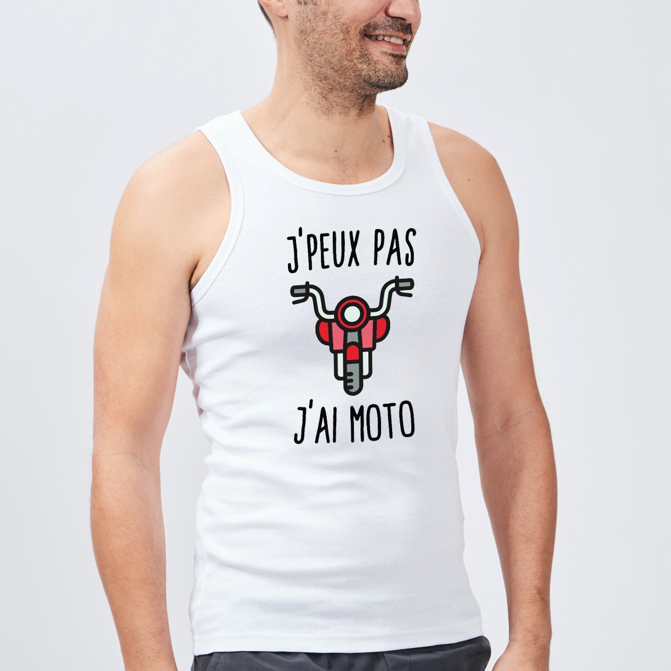 Débardeur Homme J'peux pas j'ai moto Blanc