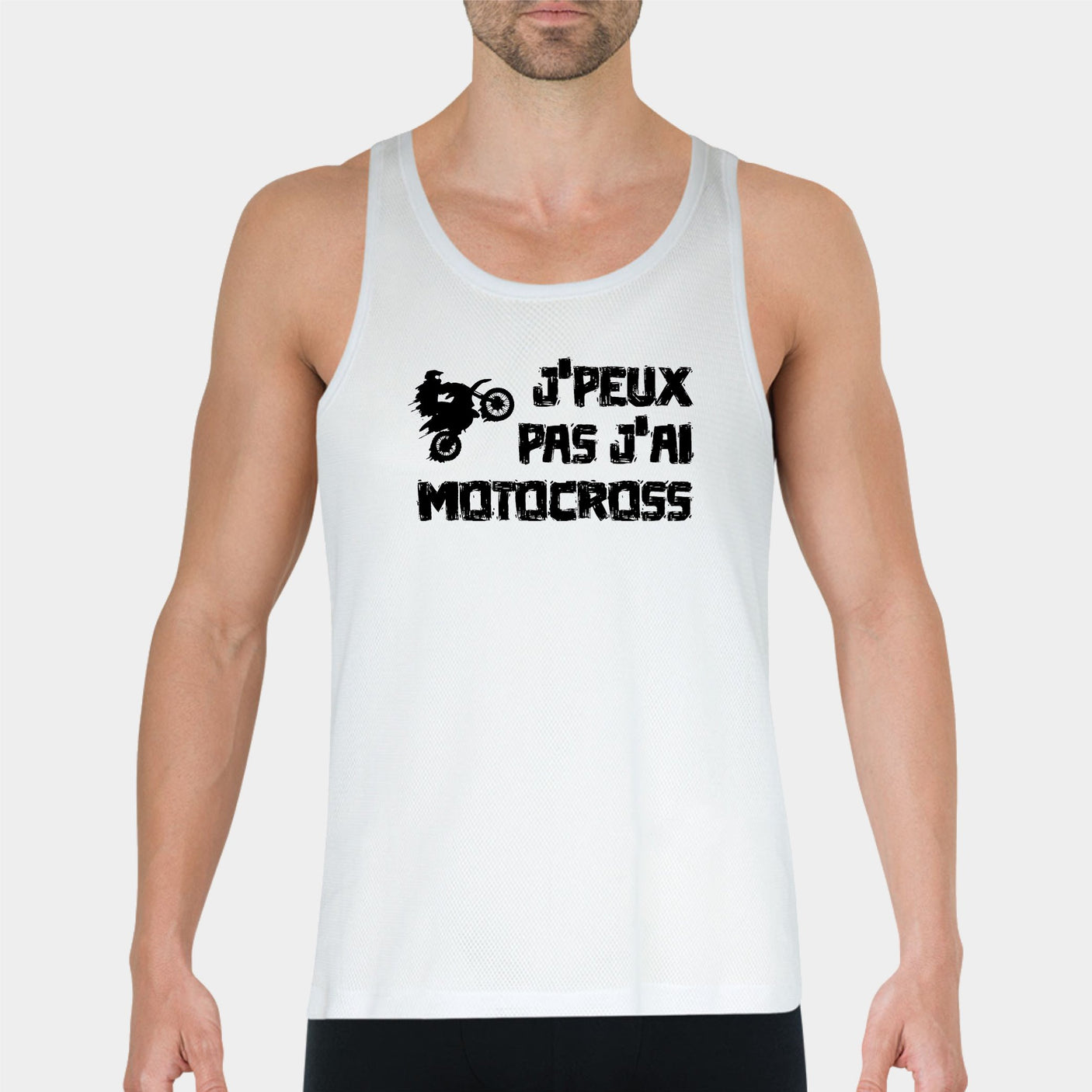 Débardeur Homme J'peux pas j'ai motocross Blanc