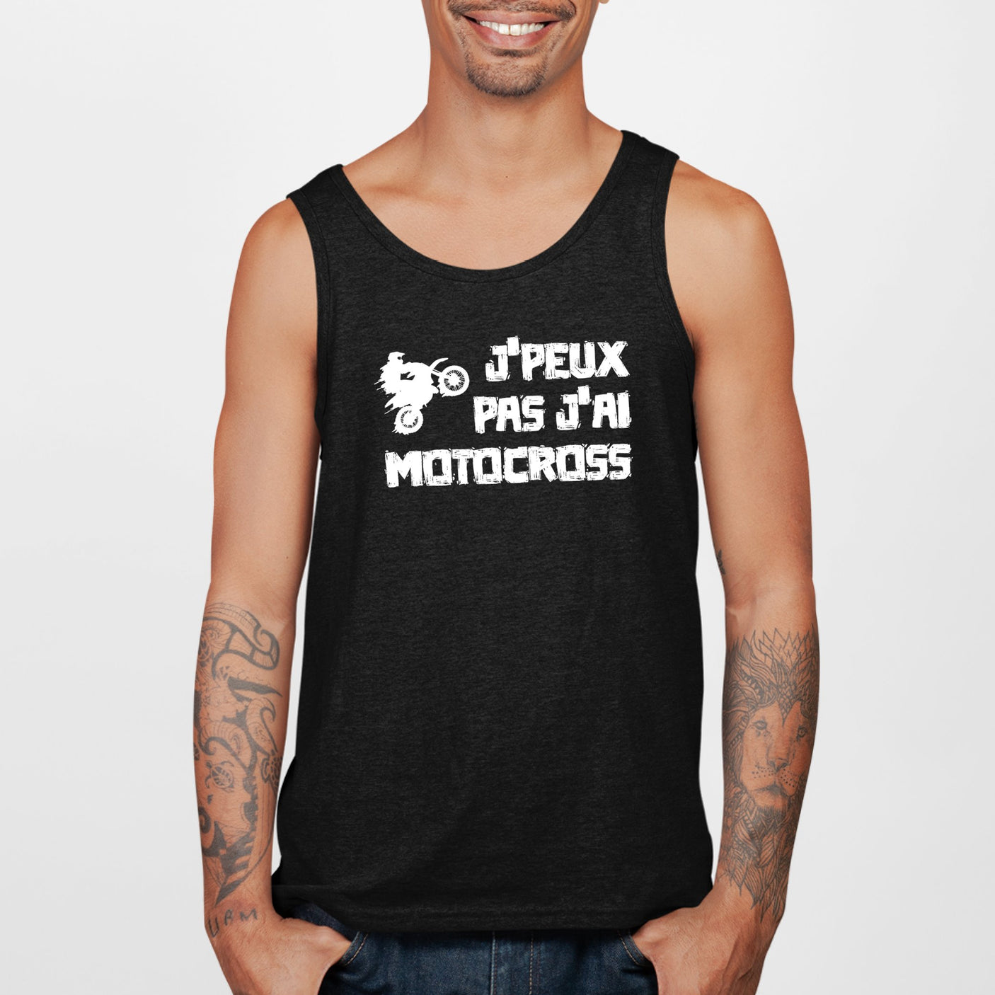 Débardeur Homme J'peux pas j'ai motocross Noir