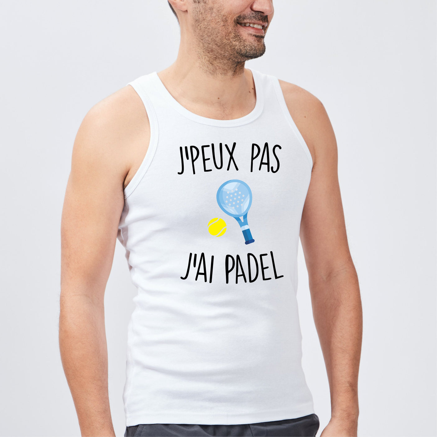 Débardeur Homme J'peux pas j'ai padel Blanc