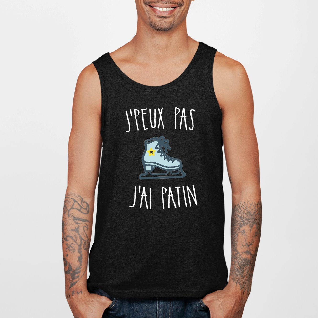 Débardeur Homme J'peux pas j'ai patin Noir