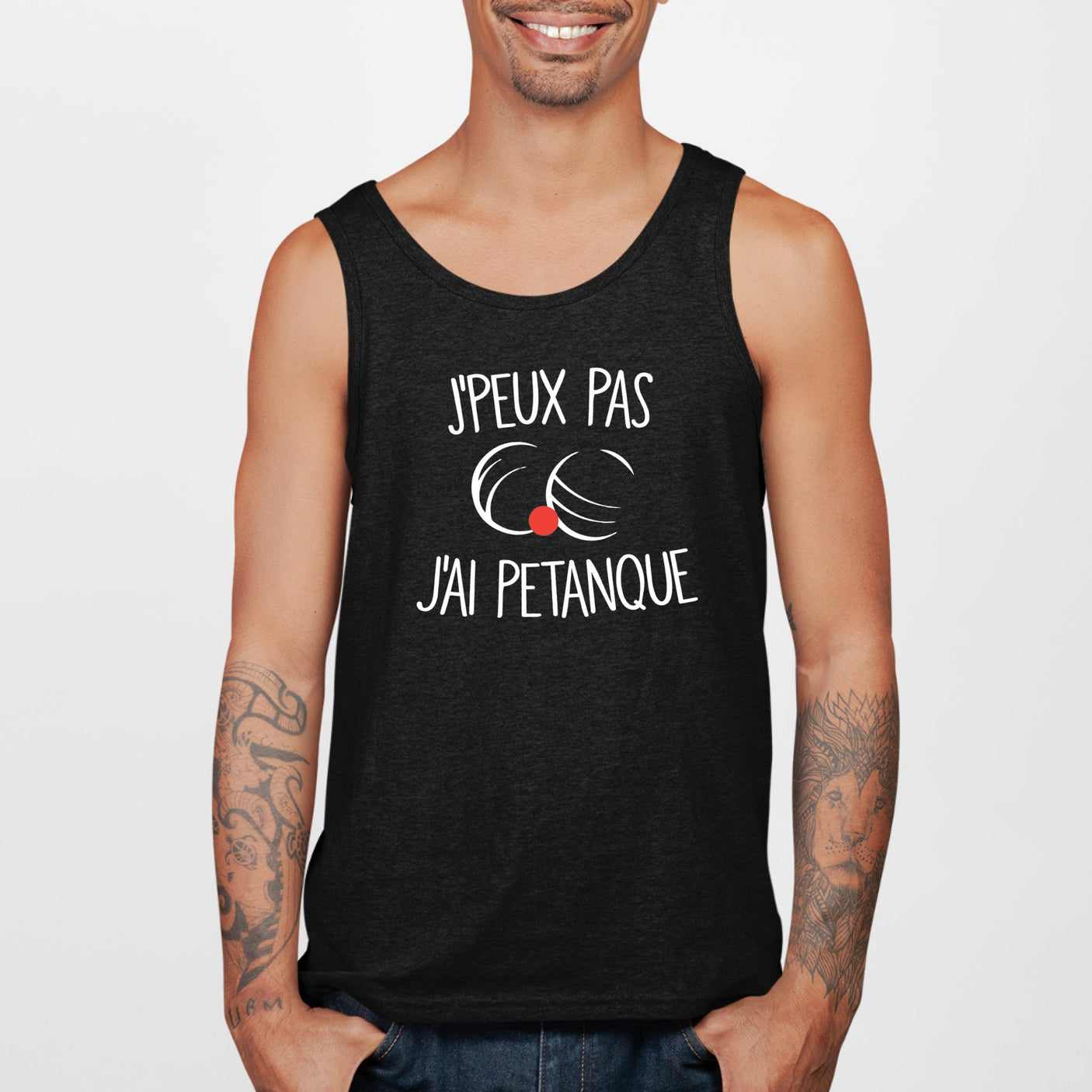 Débardeur Homme J'peux pas j'ai pétanque Noir