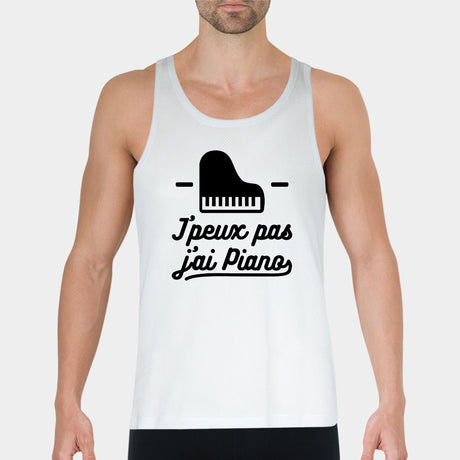 Débardeur Homme J'peux pas j'ai piano Blanc