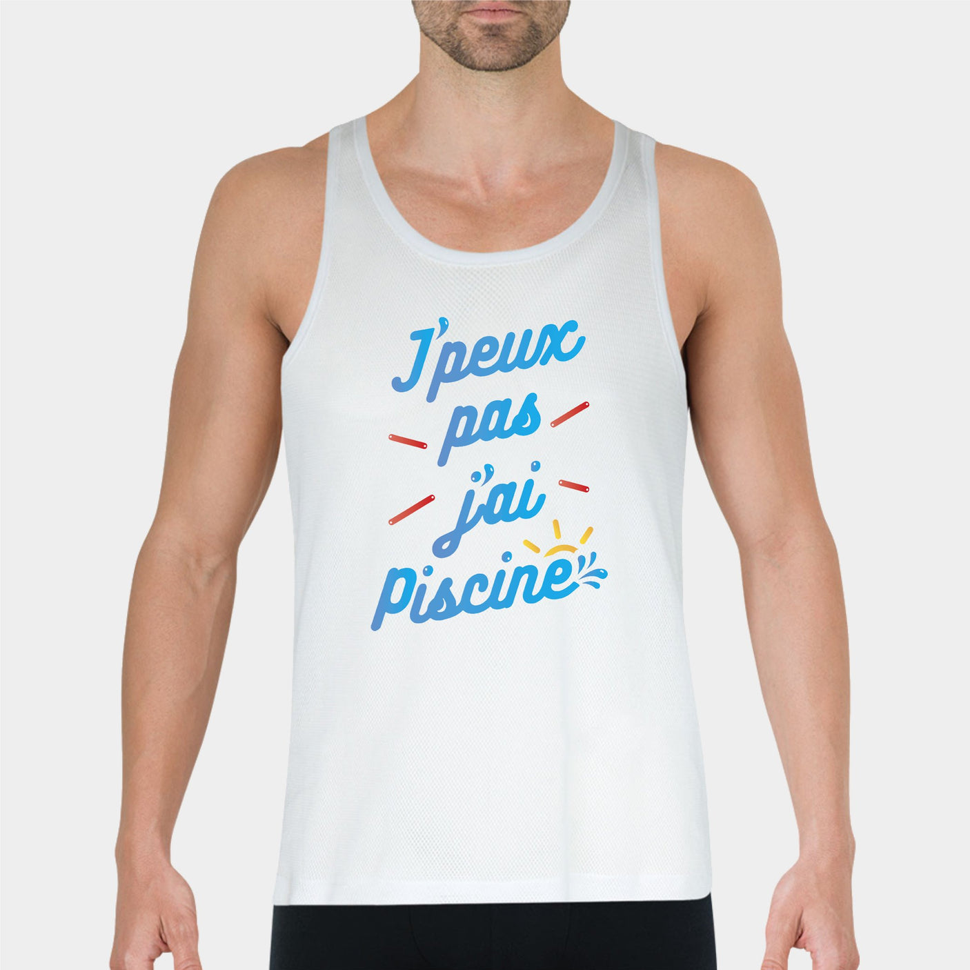 Débardeur Homme J'peux pas j'ai piscine Blanc