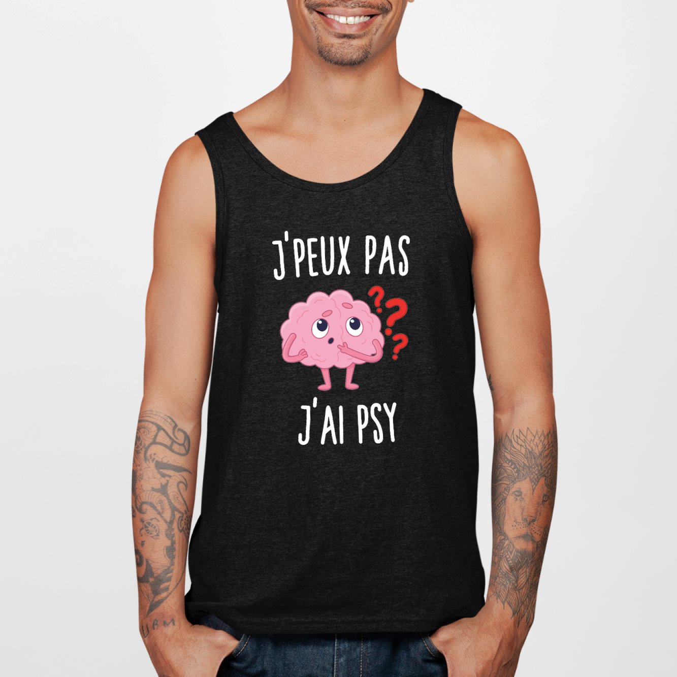 Débardeur Homme J'peux pas j'ai psy Noir