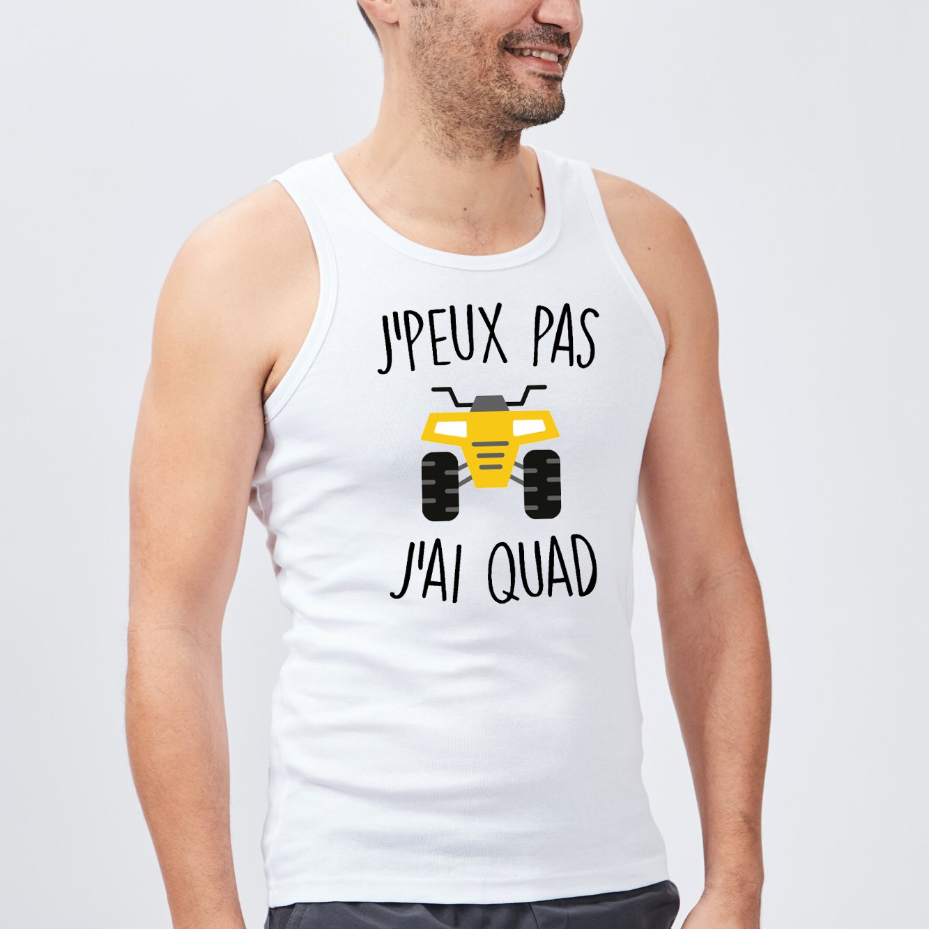 Débardeur Homme J'peux pas j'ai quad Blanc