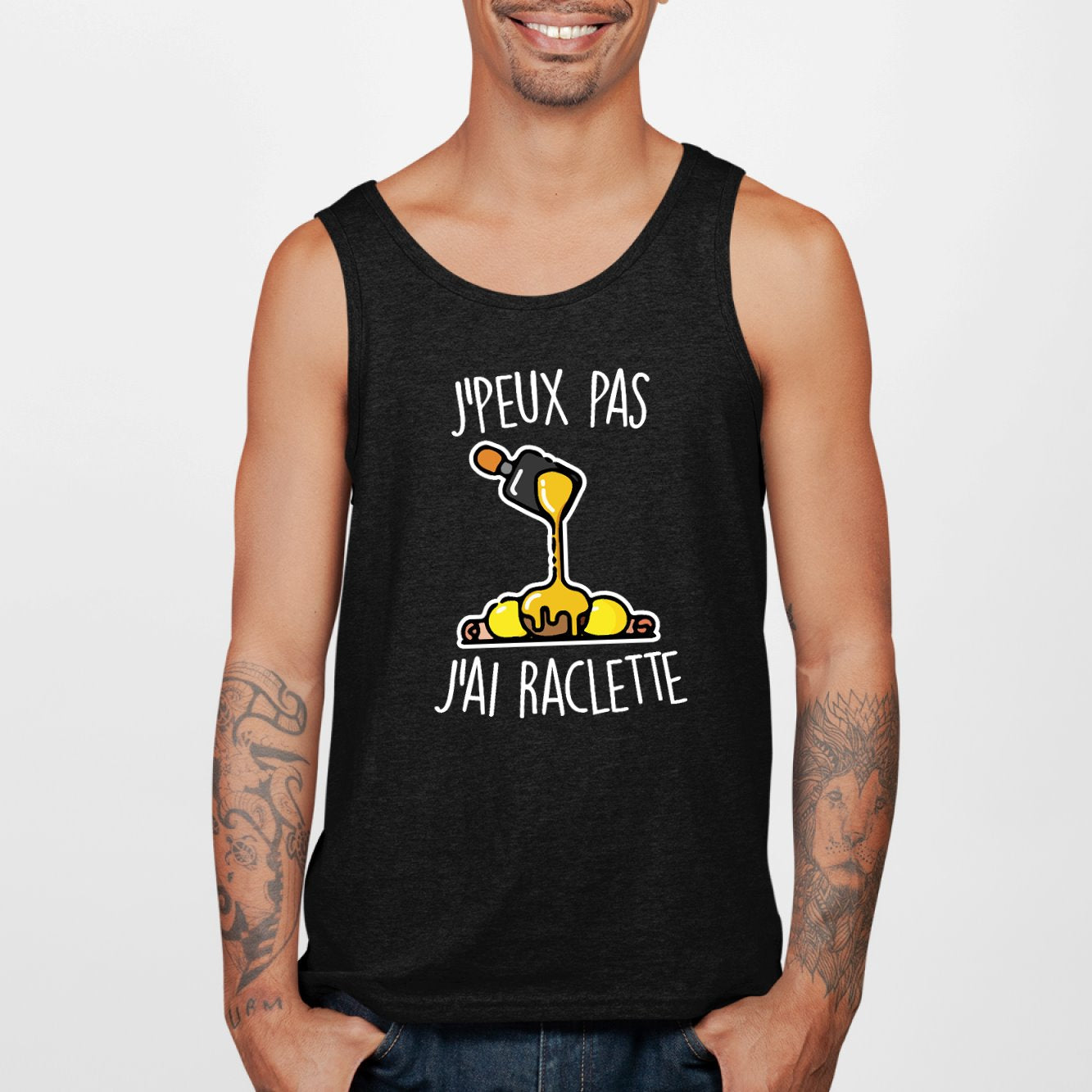 Débardeur Homme J'peux pas j'ai raclette Noir