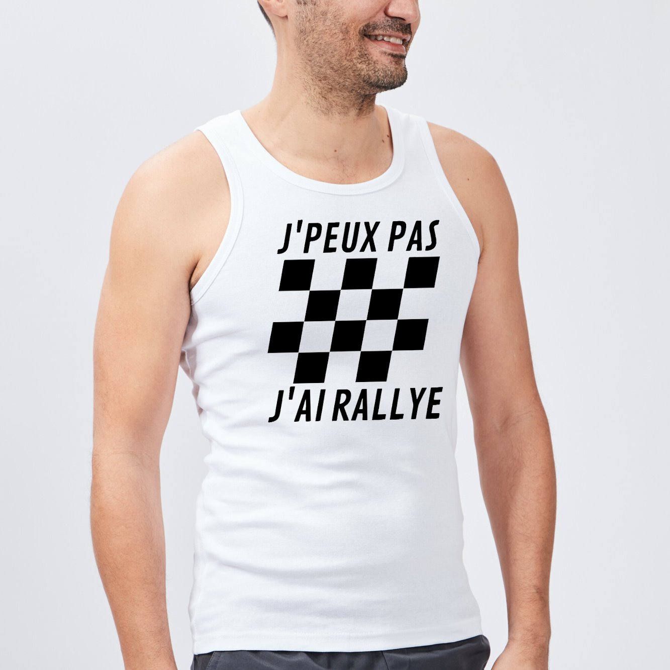 Débardeur Homme J'peux pas j'ai rallye Blanc