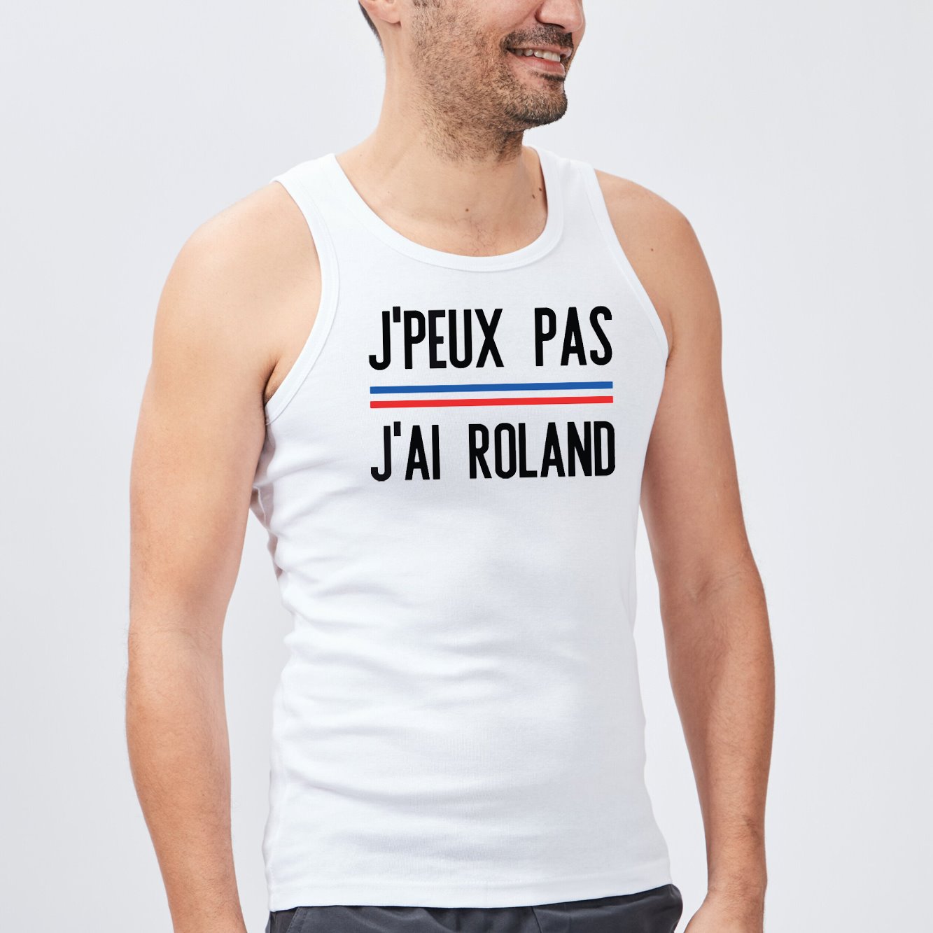 Débardeur Homme J'peux pas j'ai Roland Blanc