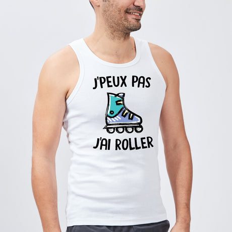 Débardeur Homme J'peux pas j'ai roller Blanc