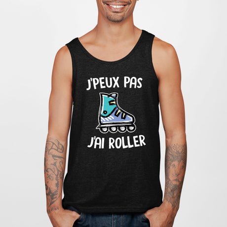 Débardeur Homme J'peux pas j'ai roller Noir