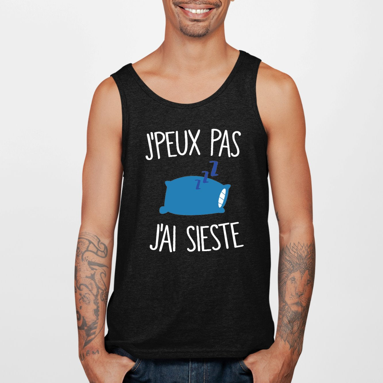 Débardeur Homme J'peux pas j'ai sieste Noir