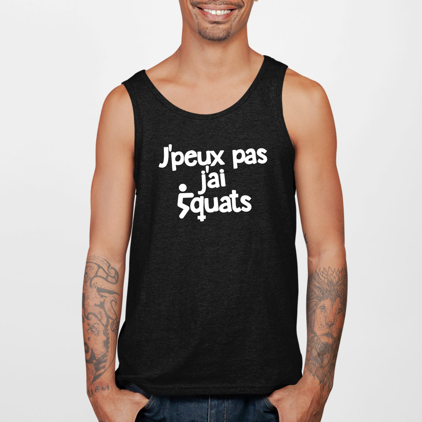 Débardeur Homme J'peux pas j'ai squats Noir