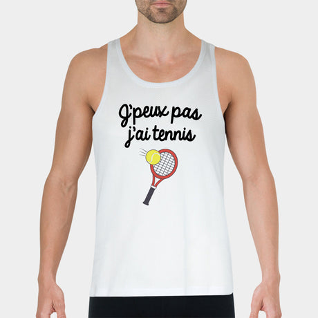 Débardeur Homme J'peux pas j'ai tennis Blanc