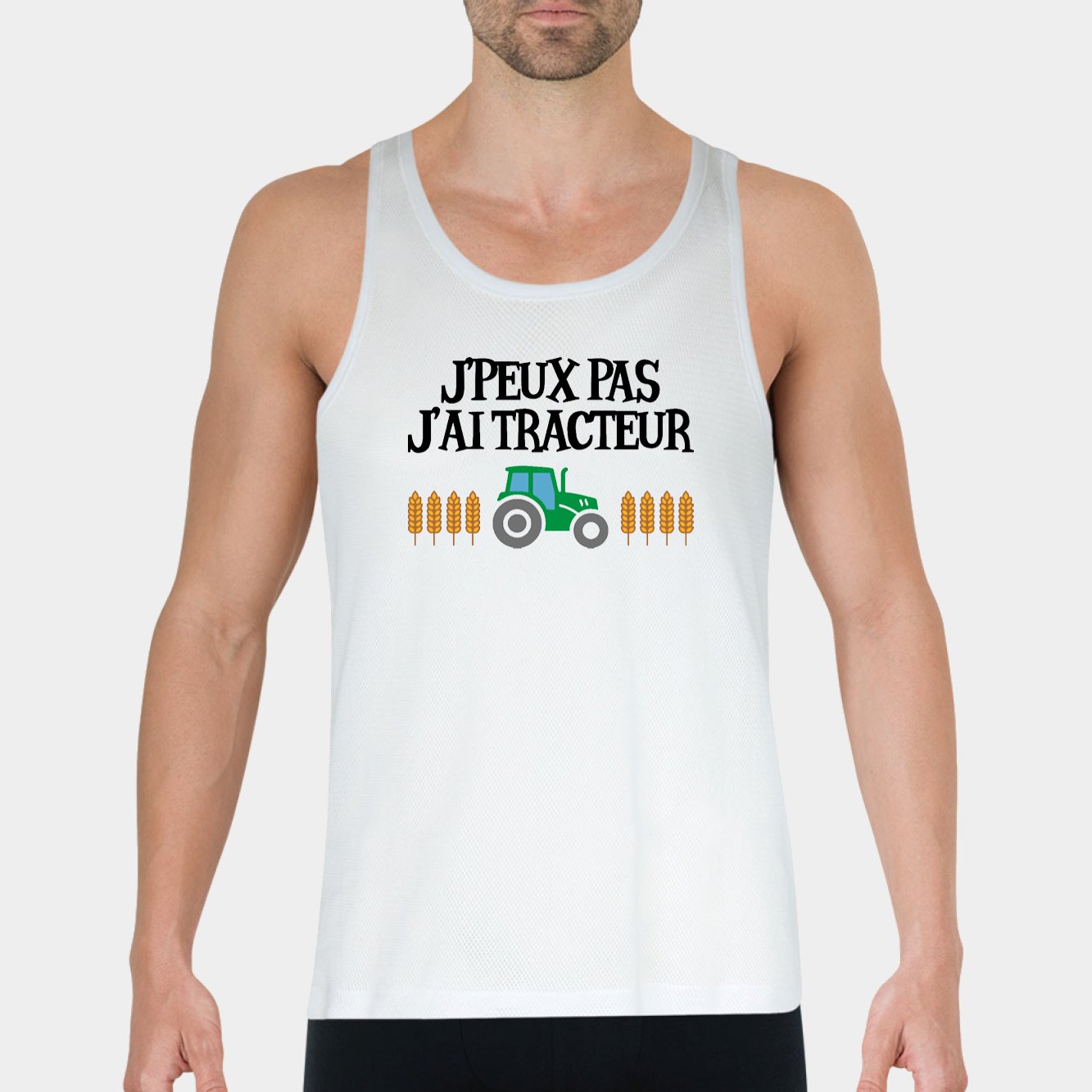 Débardeur Homme J'peux pas j'ai tracteur Blanc