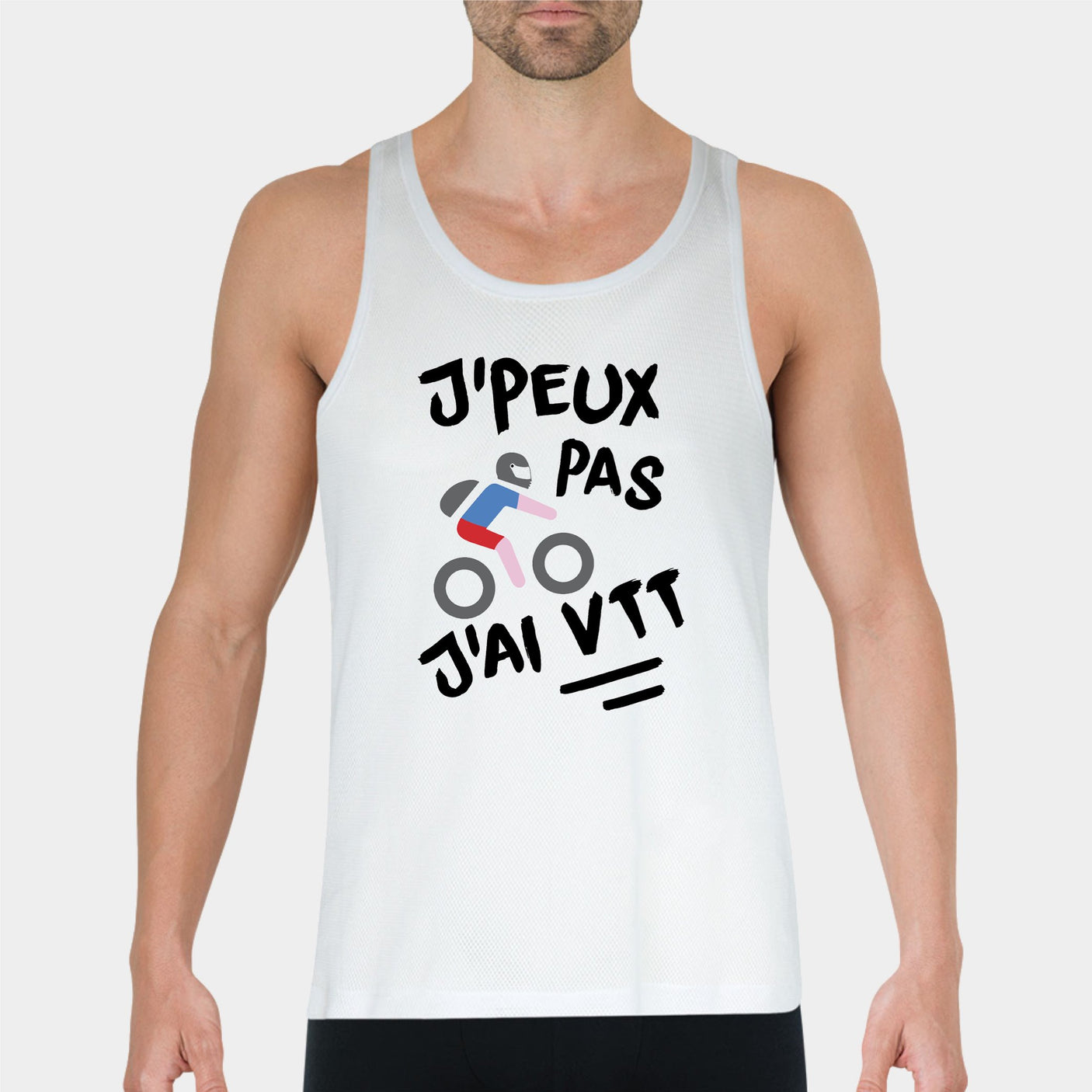 Débardeur Homme J'peux pas j'ai VTT Blanc